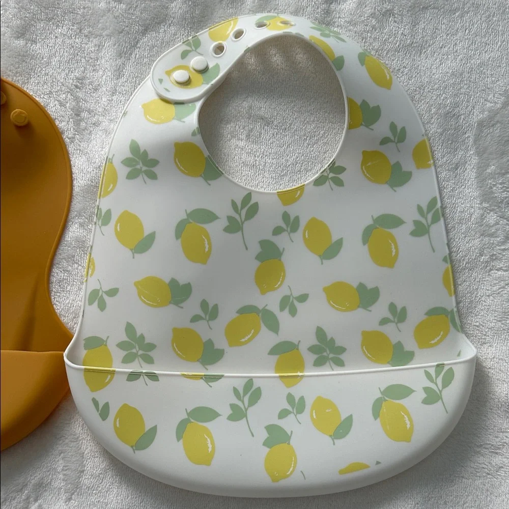 Lemon Print and Mustard Silicone Bib Set - Picture 3 of 6